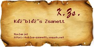 Köblös Zsanett névjegykártya